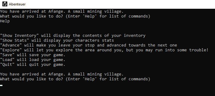 A text based fantasy adventure!